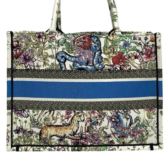 🌸Christian Dior Book Tote Floral Canvas Blue - Picture 2 of 9